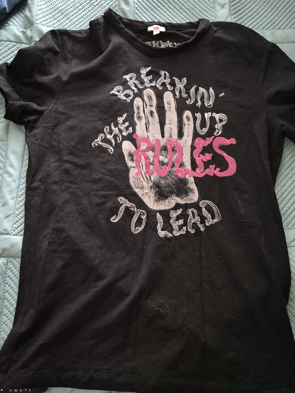 Versace Black Short Sleeve Tee with Pink & White Graphic